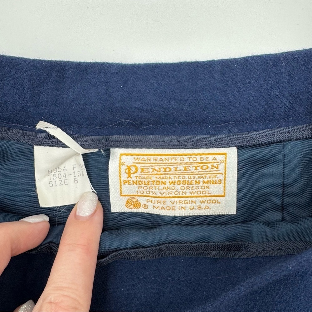 Pendleton Vintage 1960s–70s 100% Virgin Wool Navy Pencil Skirt - Size 8 - Picture 2 of 9